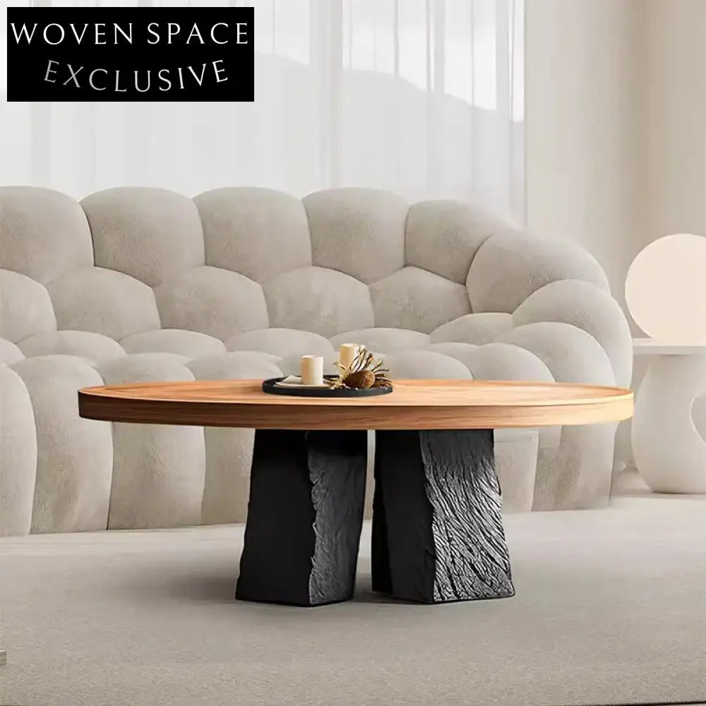 Elegant Round Wooden Coffee Table Set with Durable Base for Living Room