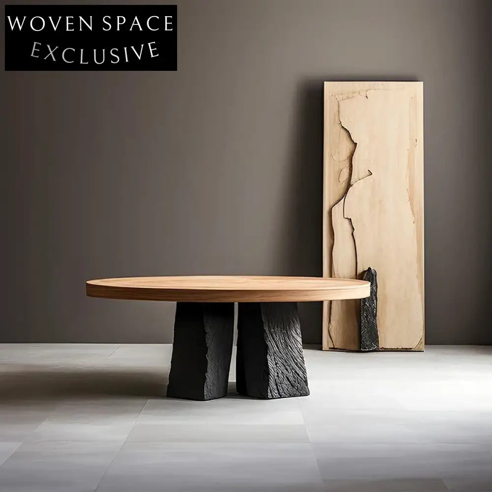 Elegant Round Wooden Coffee Table Set with Durable Base for Living Room