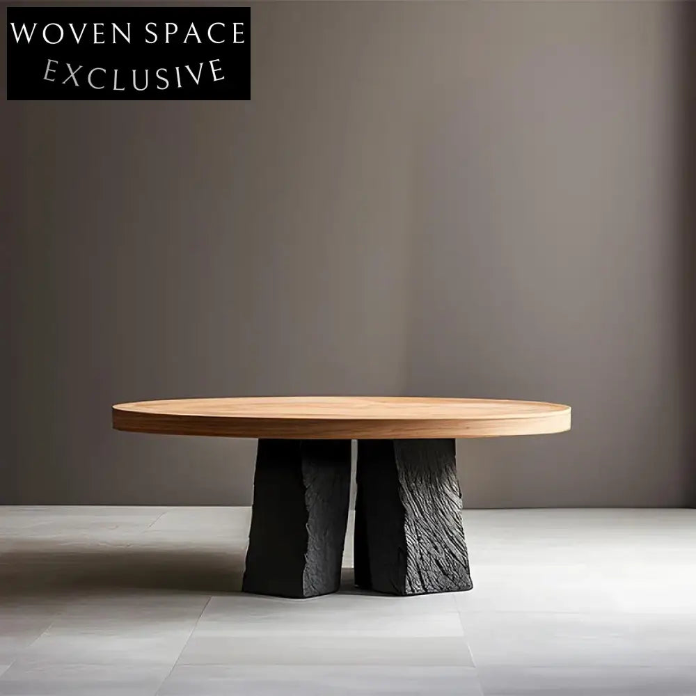 Elegant Round Wooden Coffee Table Set with Durable Base for Living Room