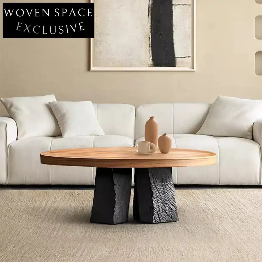 Elegant Round Wooden Coffee Table Set with Durable Base for Living Room
