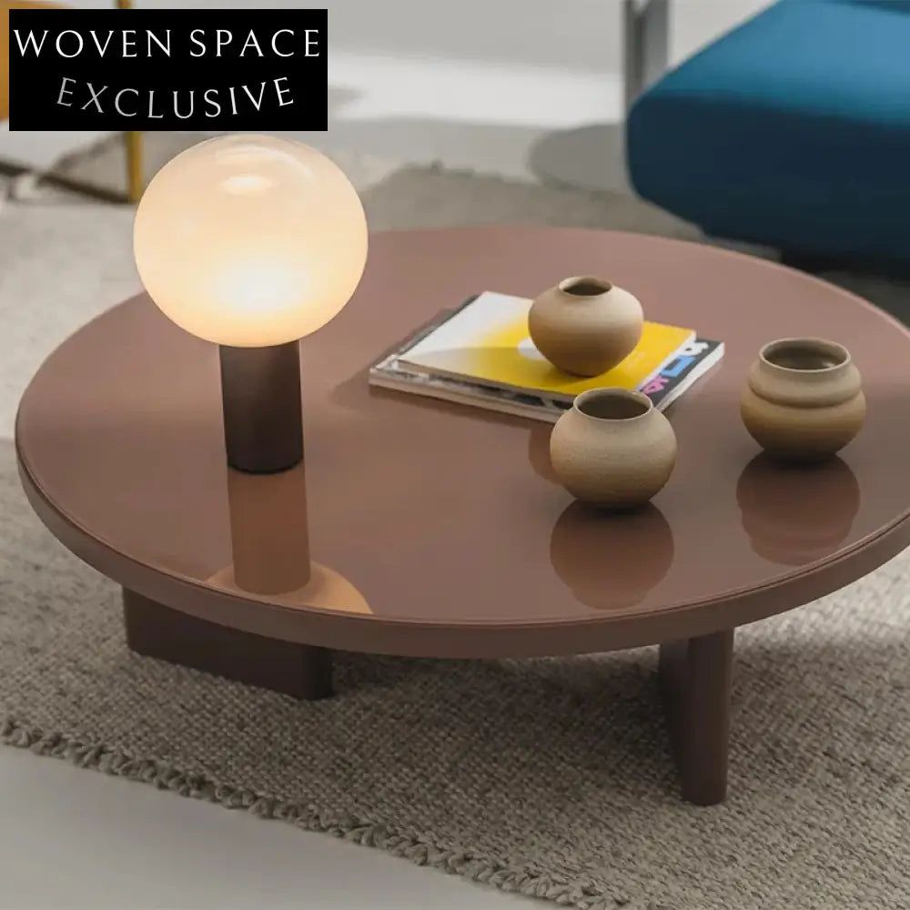 Elegant Round Wooden Wabi-sabi Living Room Coffee Table with Color Options