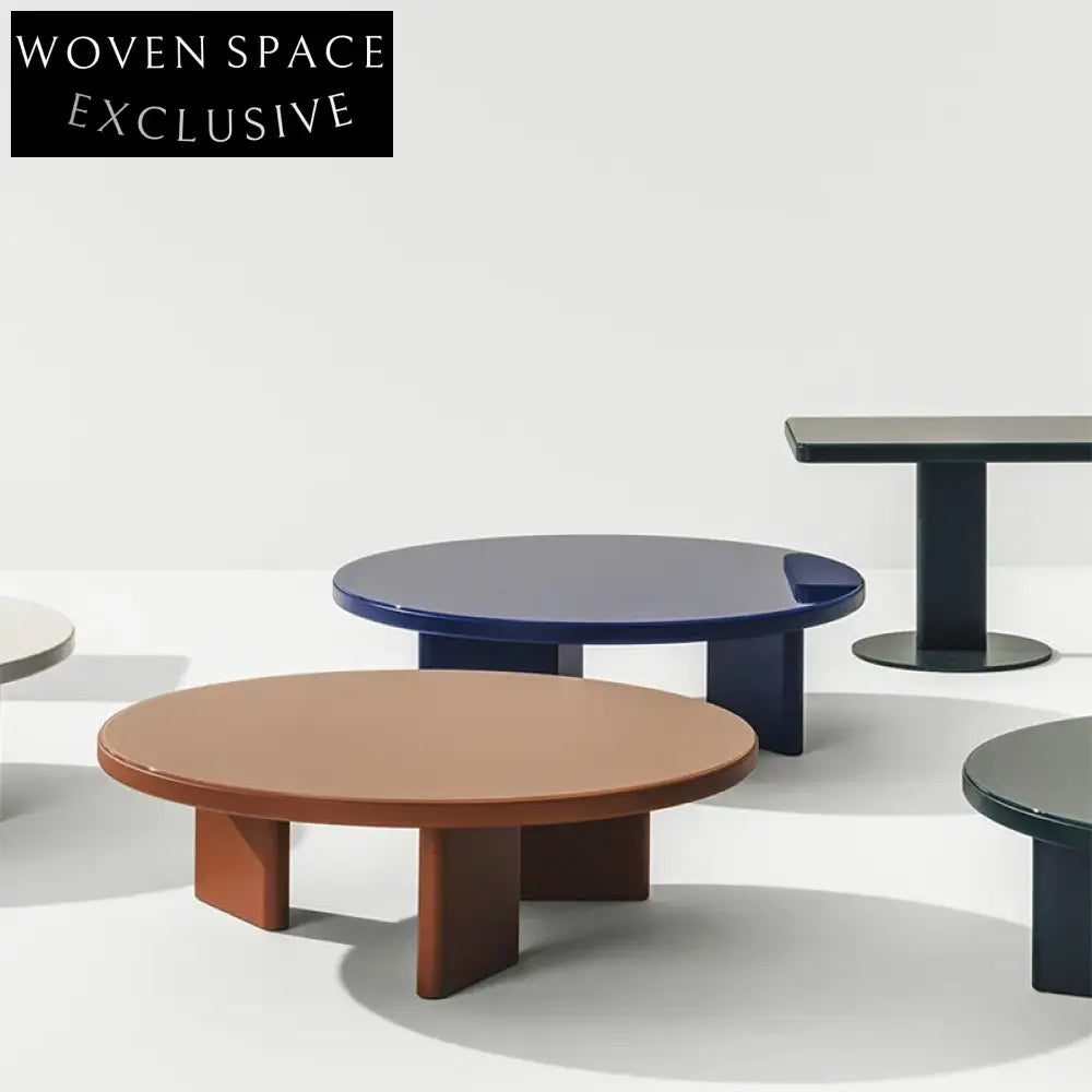 Elegant Round Wooden Wabi-sabi Living Room Coffee Table with Color Options