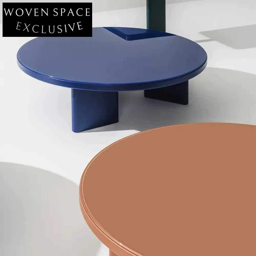 Elegant Round Wooden Wabi-sabi Living Room Coffee Table with Color Options