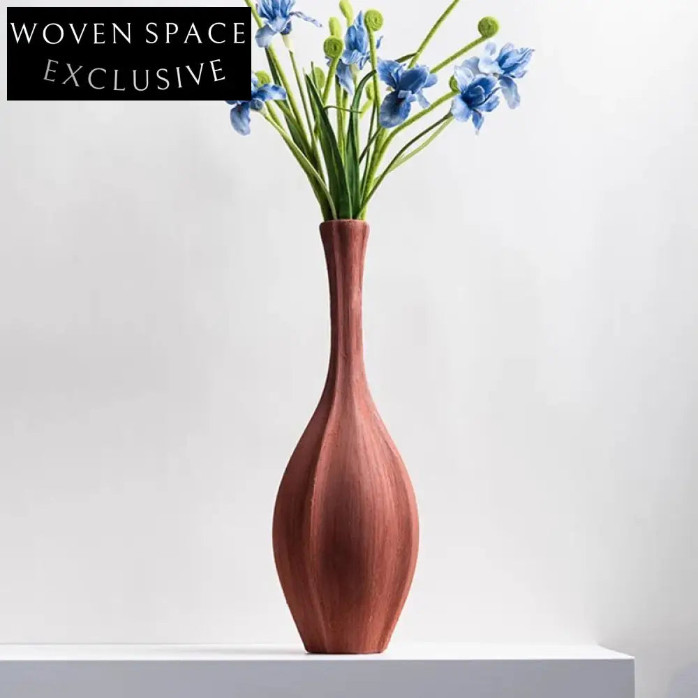 Elegant Rustic Brushed Ceramic Flower Vase for Modern Home Decor Accents