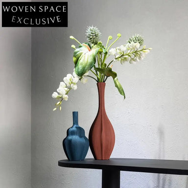 Elegant Rustic Brushed Ceramic Flower Vase for Modern Home Decor Accents