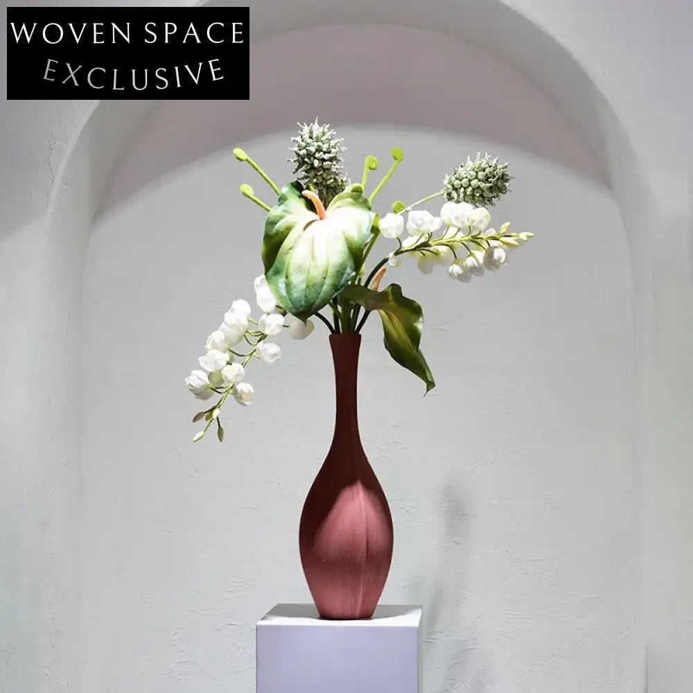Elegant Rustic Brushed Ceramic Flower Vase for Modern Home Decor Accents