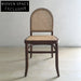 Elegant Rustic Rattan Wood Dining Chair with Round Back, Cafe Style Chair