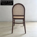Elegant Rustic Rattan Wood Dining Chair with Round Back, Cafe Style Chair