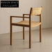 Elegant Rustic Retro Rattan Arm Dining Chair with Solid Wood Frame