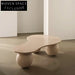 Elegant S-Shape Travertine Coffee Table with Wood Base Modern Living Room