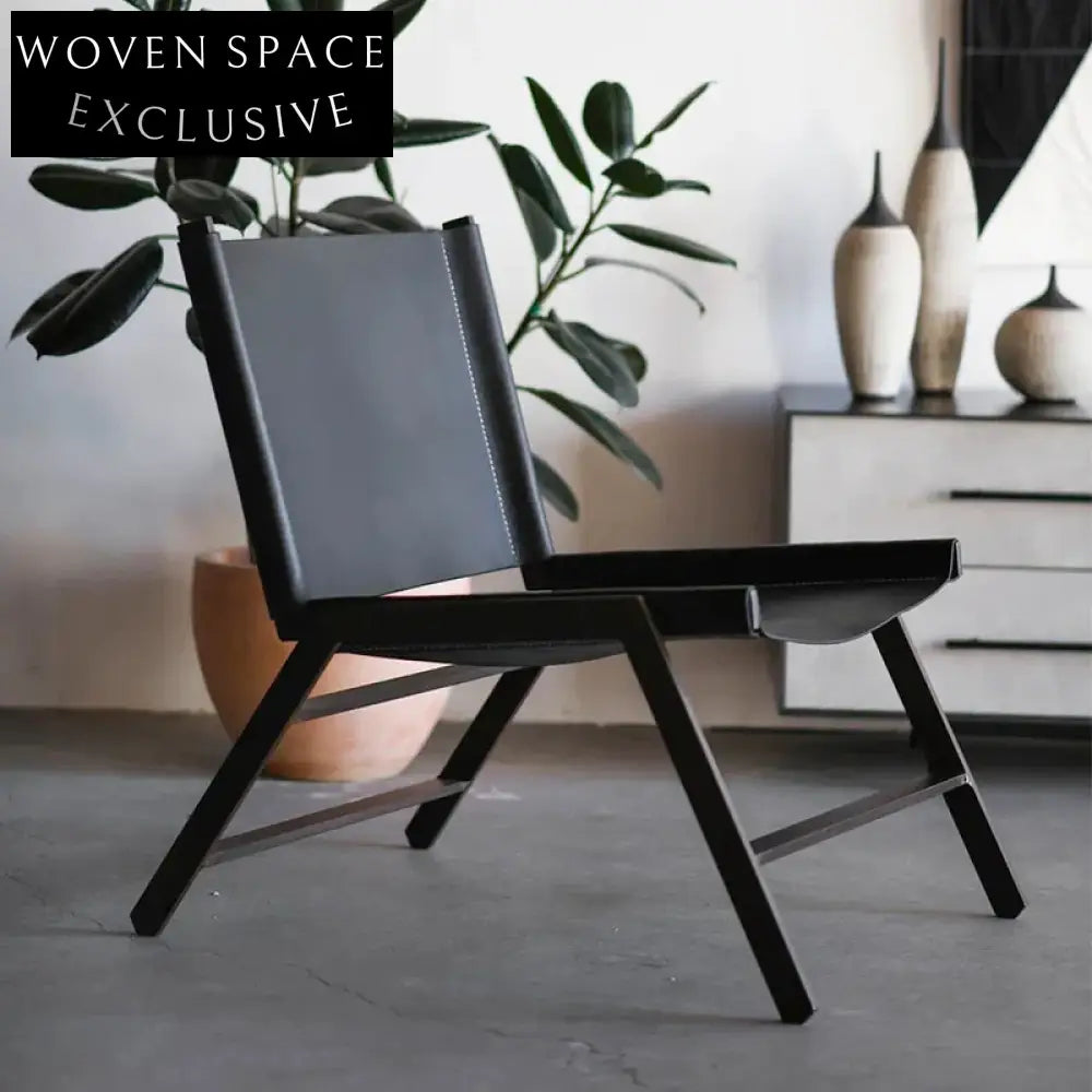 Elegant Saddle Leather Dining Chair, Sturdy Metal Frame, Modern Home Accent