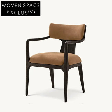 Elegant Scandinavian Oak Dining Chair with Plush Upholstery and Ergonomic Armrests