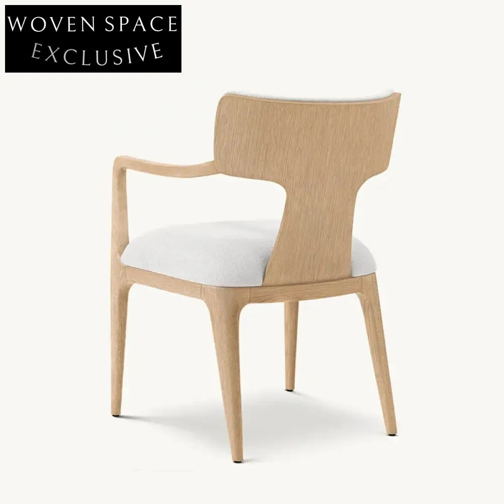 Elegant Scandinavian Oak Dining Chair with Plush Upholstery and Ergonomic Armrests