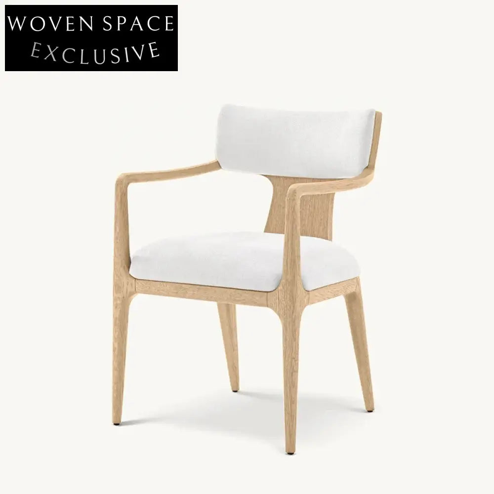 Elegant Scandinavian Oak Dining Chair with Plush Upholstery and Ergonomic Armrests
