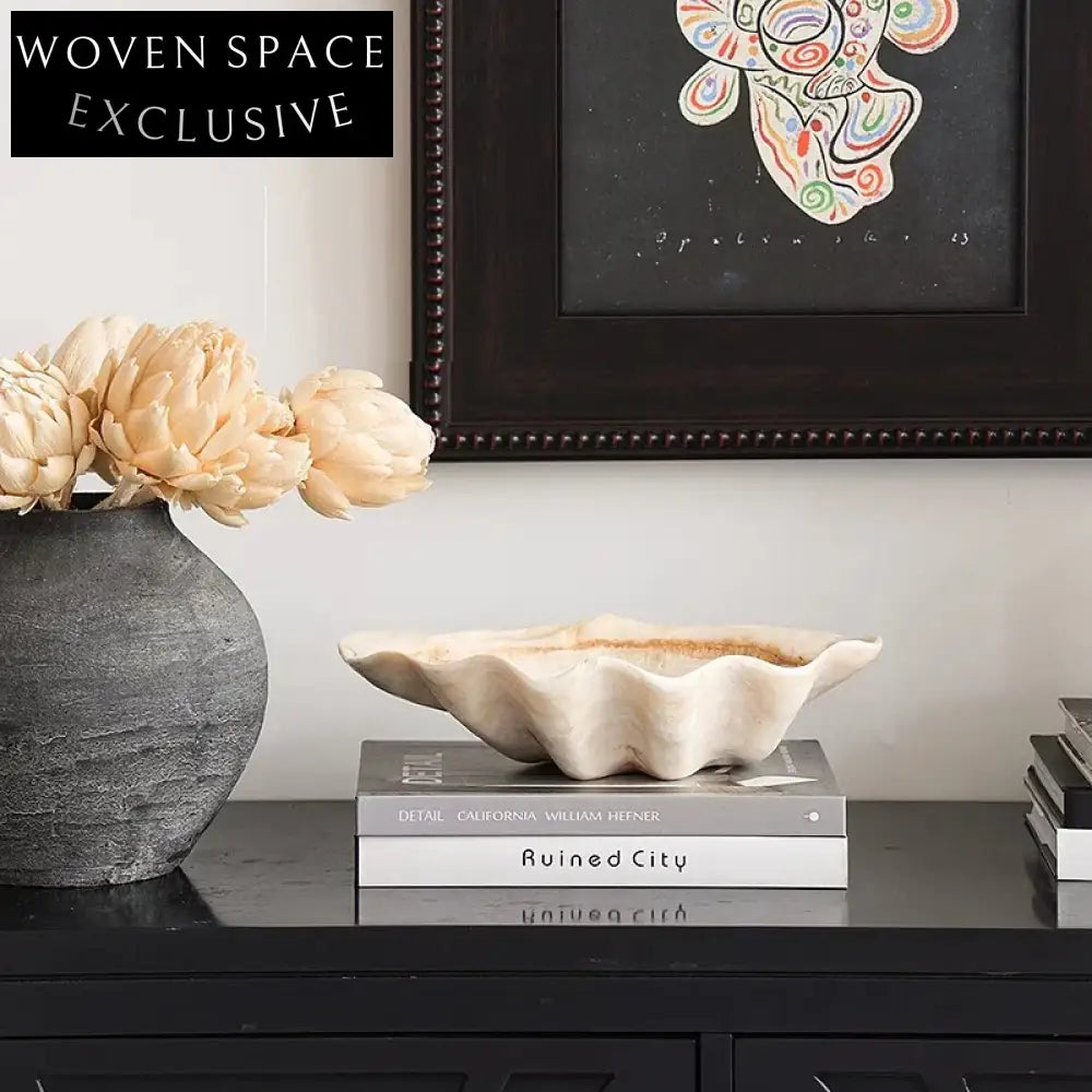 Elegant Shell Art Resin Desktop Decorative Tray for Home Decor Accents