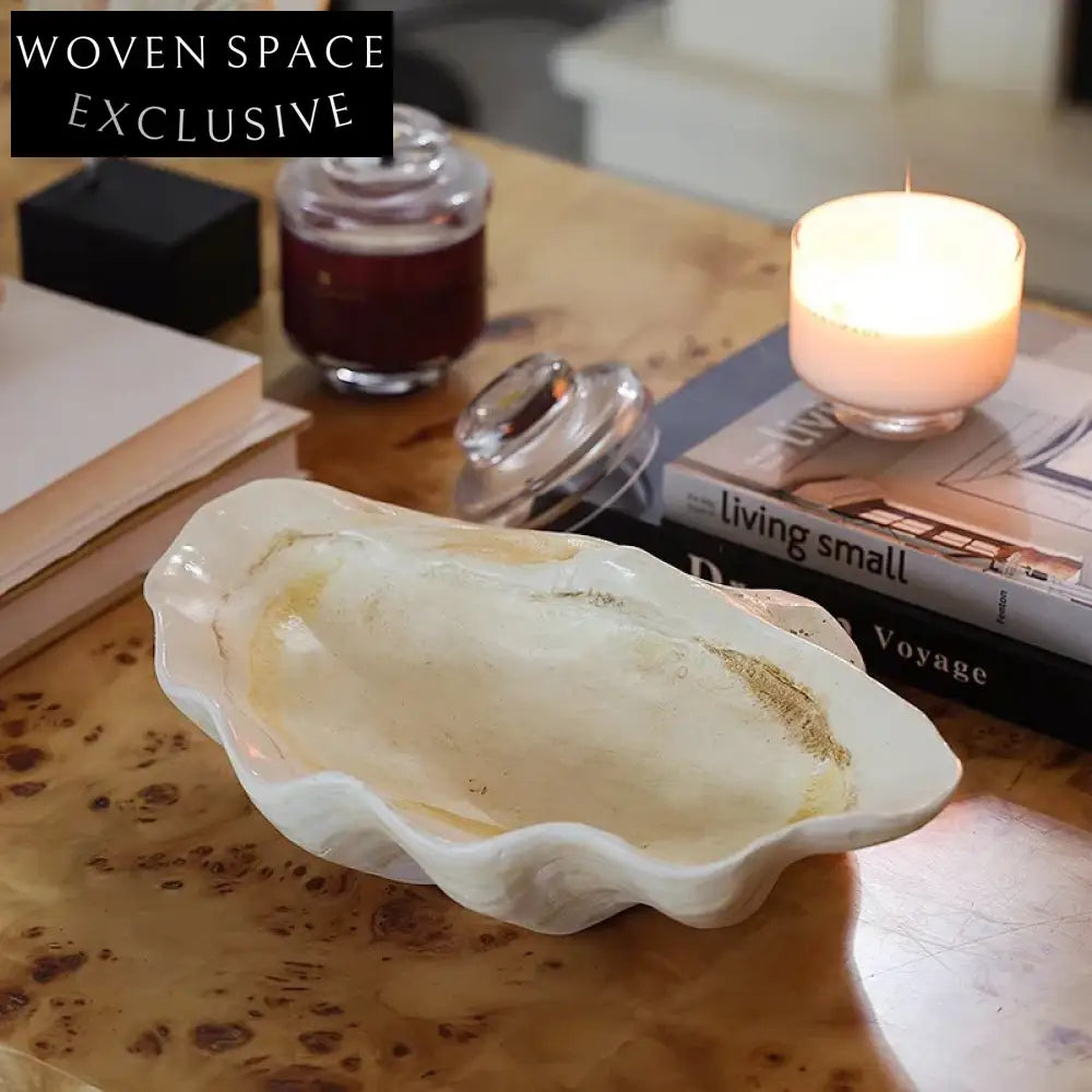 Elegant Shell Art Resin Desktop Decorative Tray for Home Decor Accents