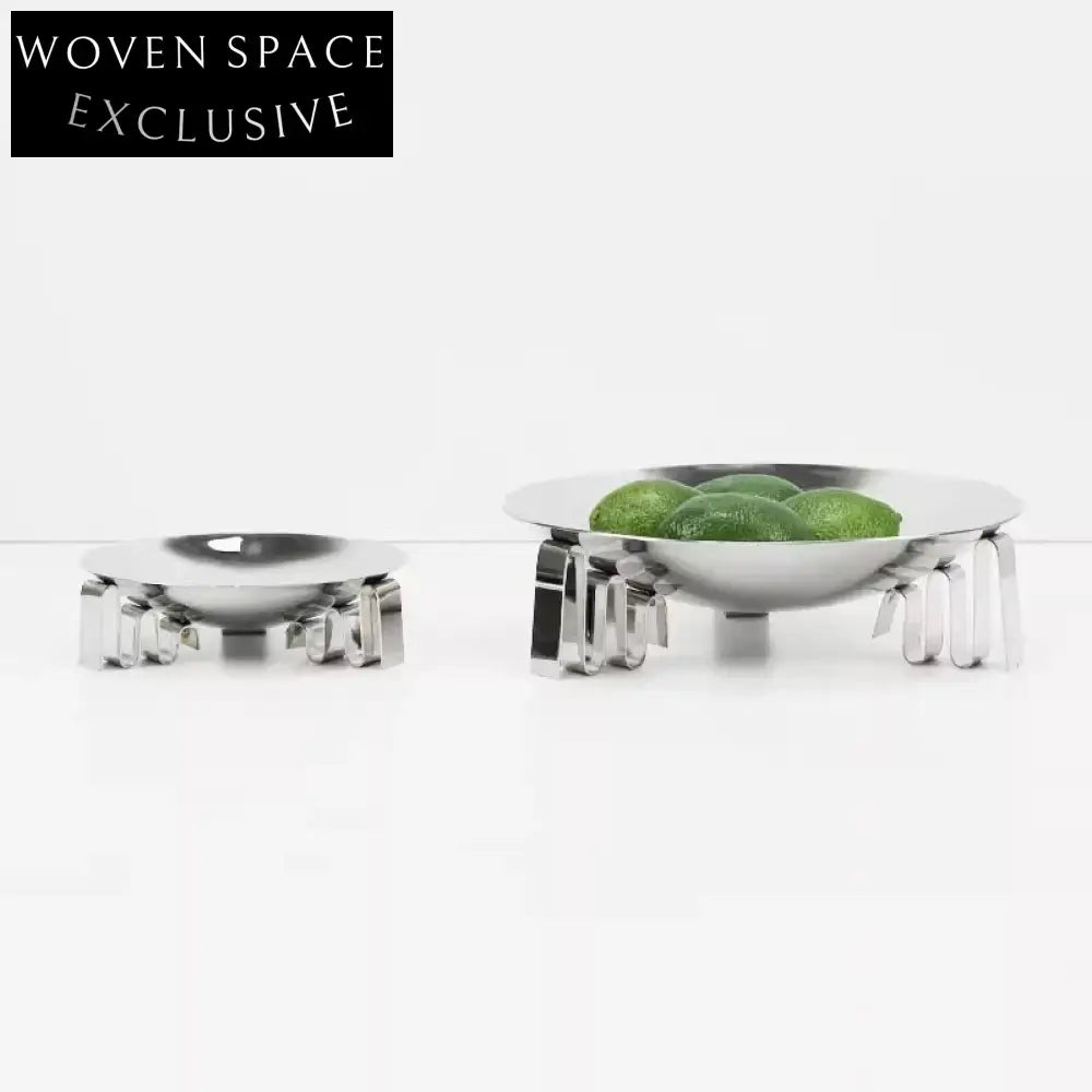 Elegant Silver Stainless Steel Round Decorative Tabletop Plate Display