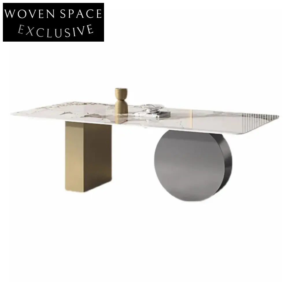 Elegant Sintered Stone Rectangular Dining Table with Stainless Steel Frame