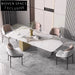 Elegant Sintered Stone Rectangular Dining Table with Stainless Steel Frame