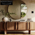 Elegant Six-Door Solid Wood TV Console Cabinet with Walnut Veneer Finish