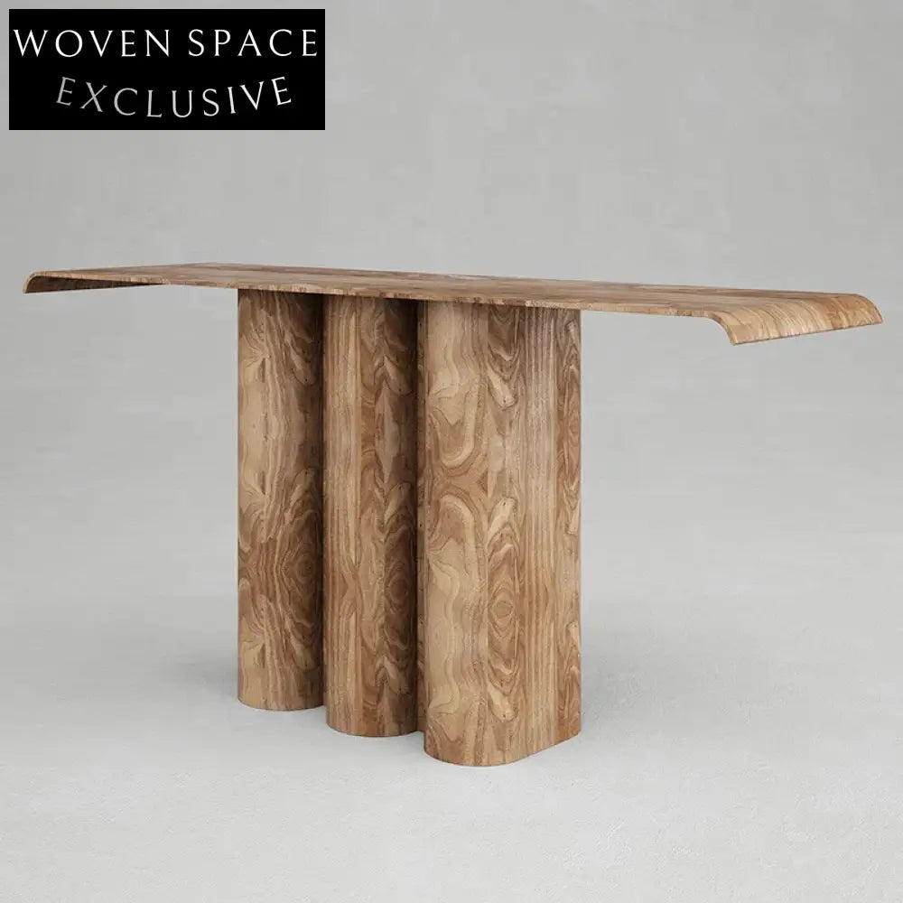 Elegant Solid Ash Wood Console Table, Lacquer Finish, for Entryway Living Room