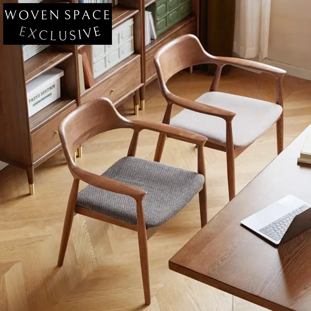 Elegant Solid Ash Wood Dining Chair with Fabric Backrest and Seat