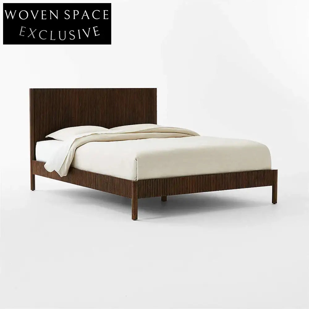 Elegant Solid Ash Wood Platform Bed Frame - Modern Design, Queen & King Sizes