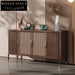 Elegant Solid Ash Wood Rattan 4-Door Storage Console Cabinet