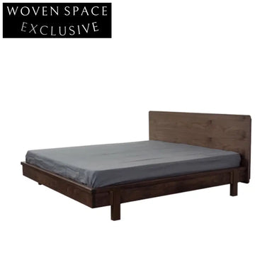 Elegant Solid Elm Wood Wabi Sabi Minimalist Bedroom Bed