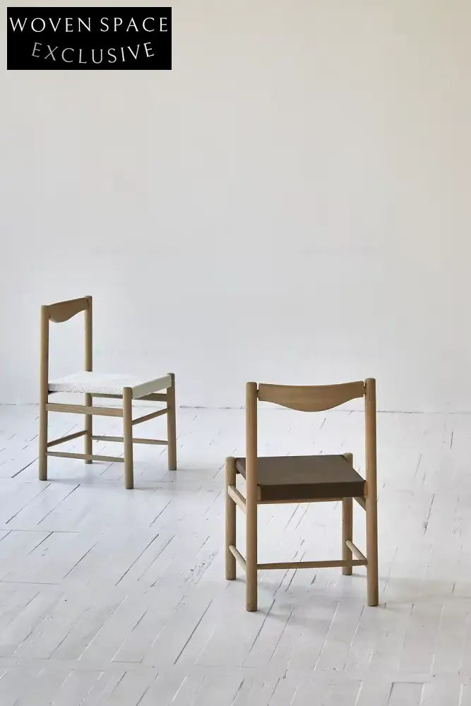 Elegant Nordic Japandi Solid Oak Dining Chair, Comfortable Fabric Accent Seat