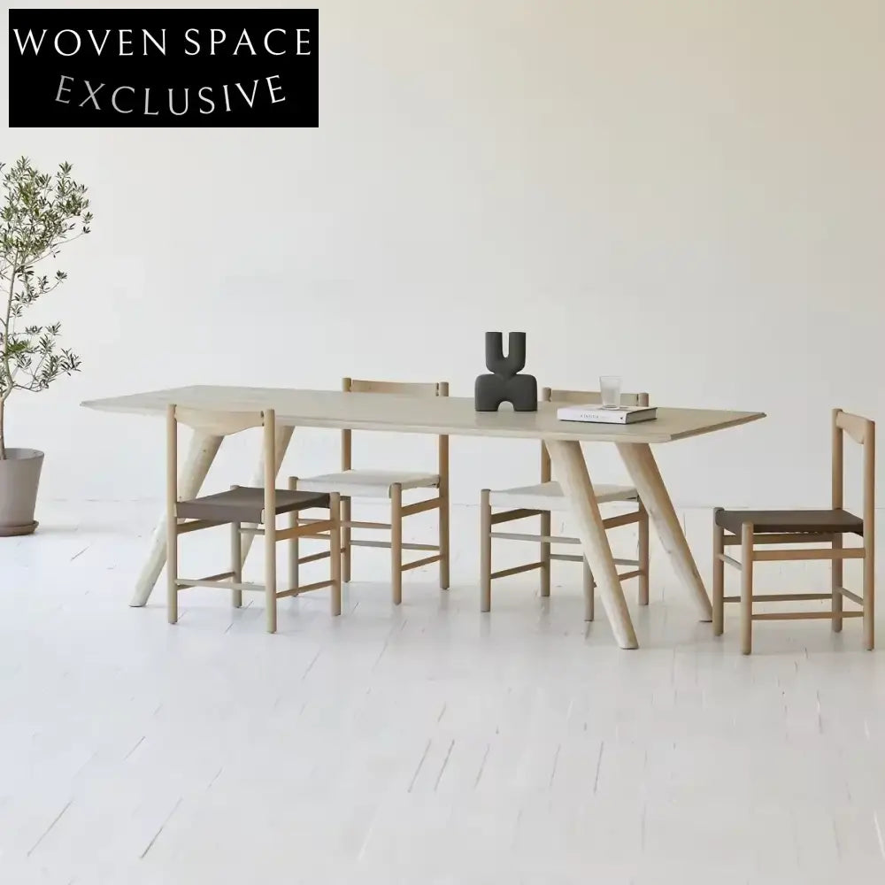 Elegant Nordic Japandi Solid Oak Dining Chair, Comfortable Fabric Accent Seat