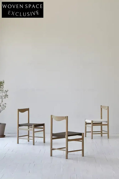 Elegant Nordic Japandi Solid Oak Dining Chair, Comfortable Fabric Accent Seat