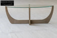 Elegant Oak Japandi Wabi-Sabi Coffee Table with Tempered Glass Top