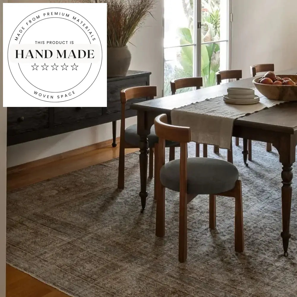 Elegant Solid Oak Wood Dining Chair with Upholstered Fabric Seat