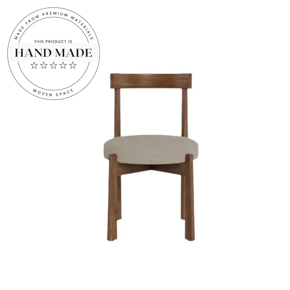 Elegant Solid Oak Wood Dining Chair with Upholstered Fabric Seat