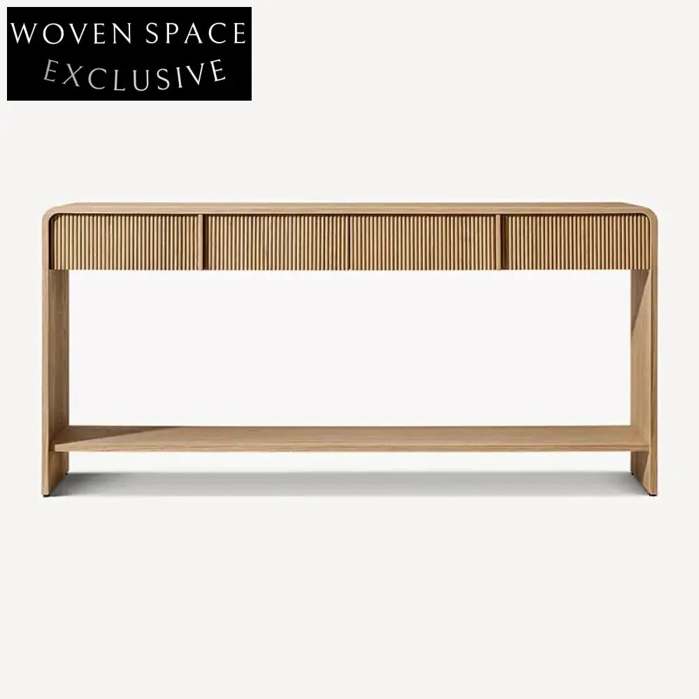 Elegant Solid Oak Wood Modern Minimalist Console Dressing Table for Entryway