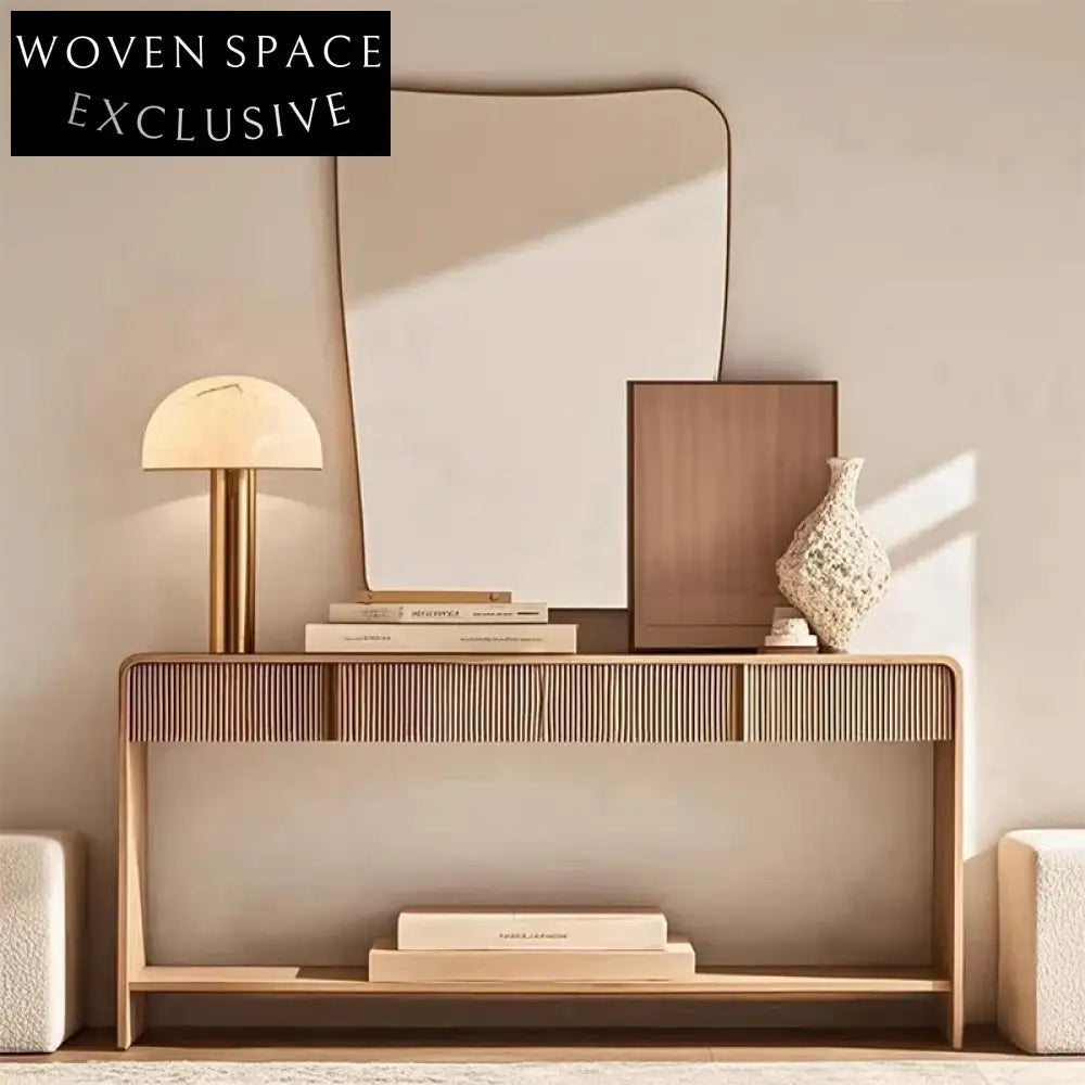 Elegant Solid Oak Wood Modern Minimalist Console Dressing Table for Entryway