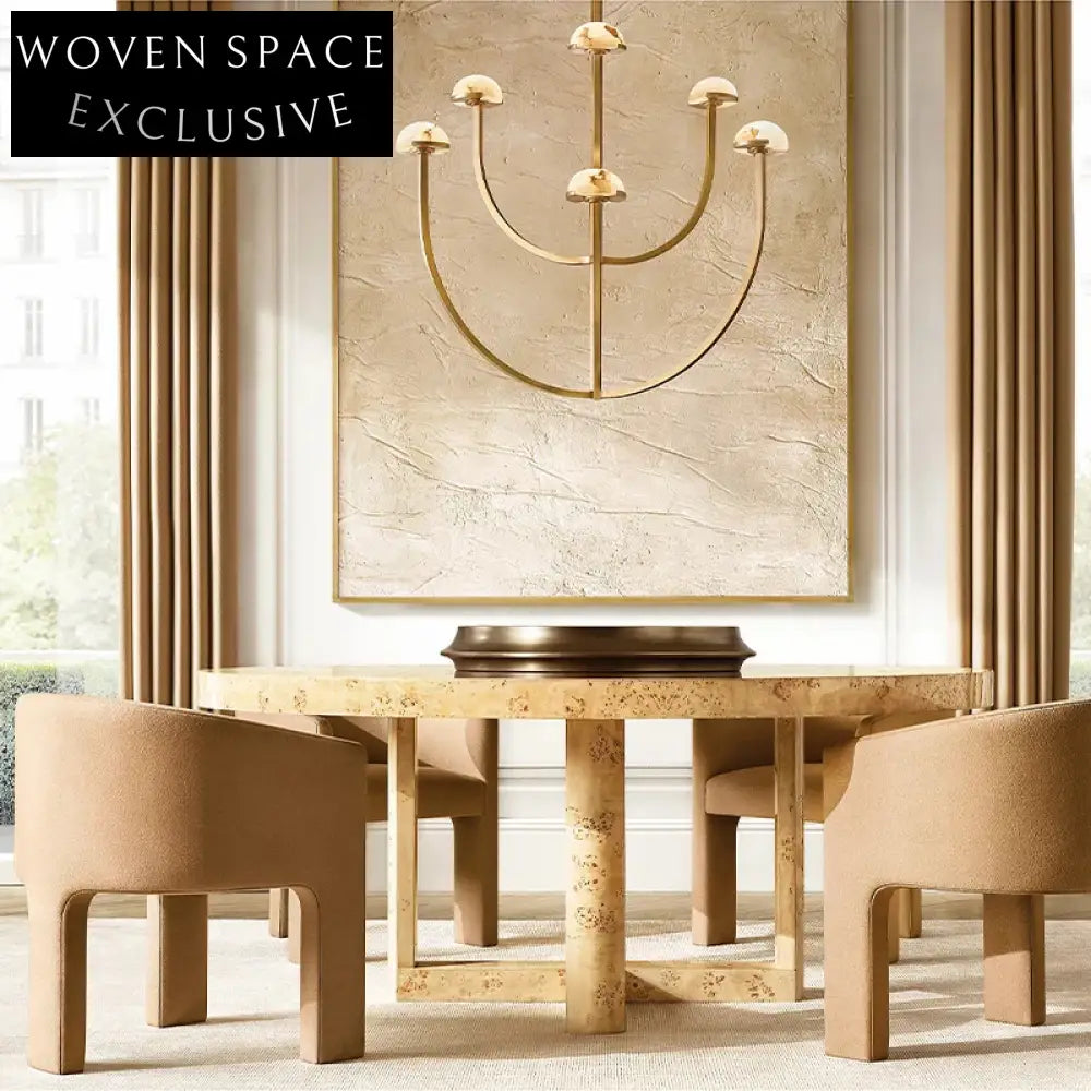 Elegant Solid Oak Wood Nordic Round Rectangular Luxury Home Restaurant Dining Table