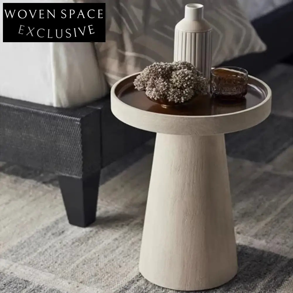 Elegant Solid Oak Wood Round Modern Living Room Side Table