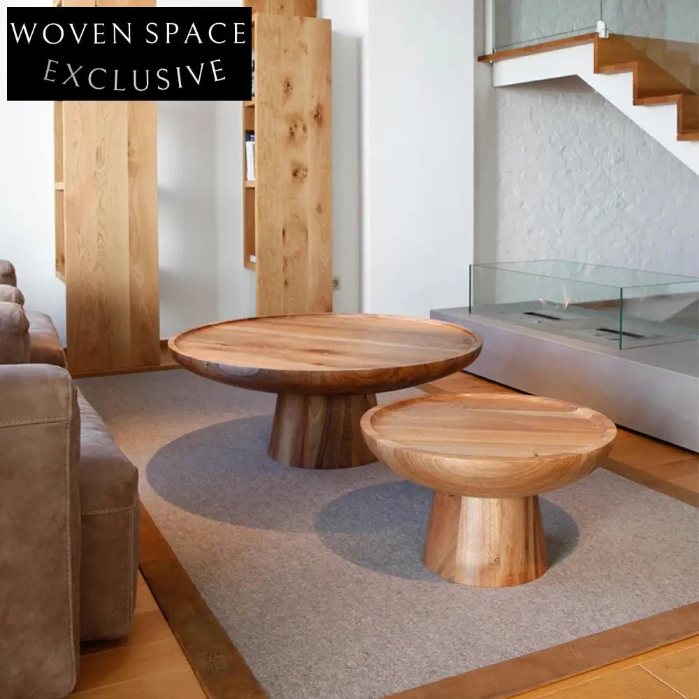 Elegant Solid Teak Wood Round Outdoor & Indoor Living Room Coffee Table