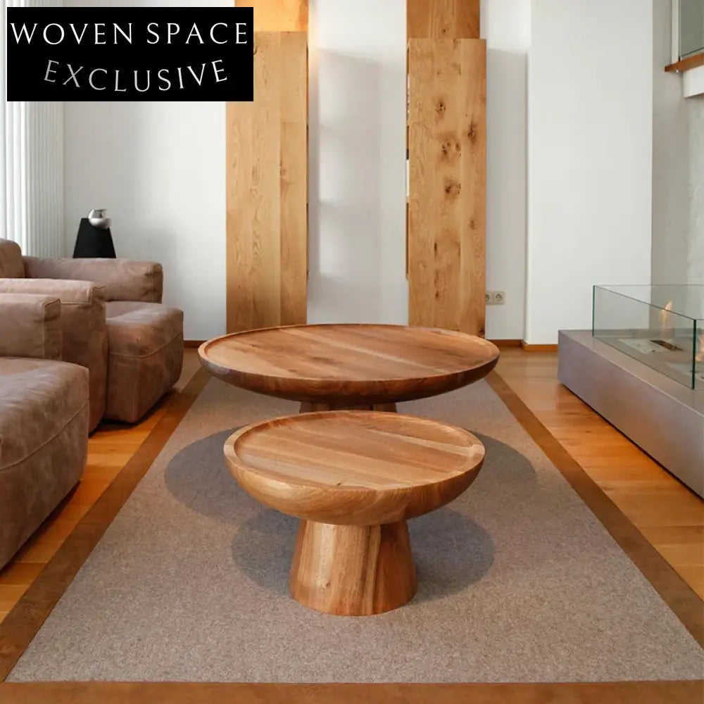 Elegant Solid Teak Wood Round Outdoor & Indoor Living Room Coffee Table