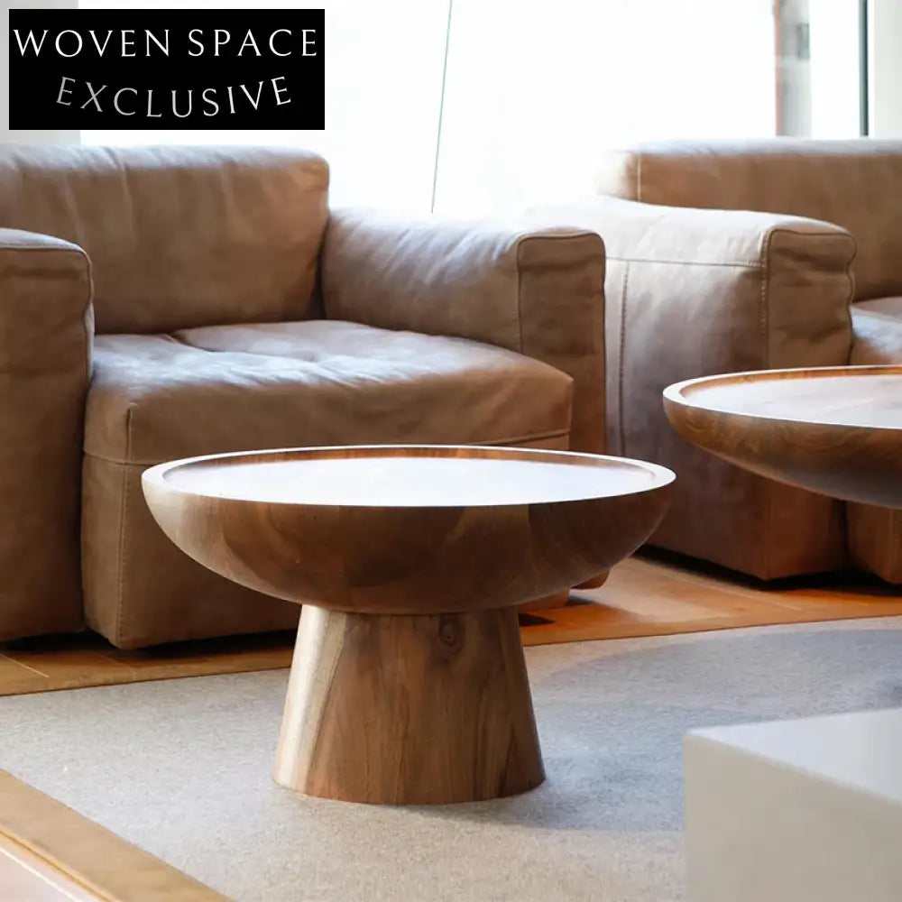 Elegant Solid Teak Wood Round Outdoor & Indoor Living Room Coffee Table