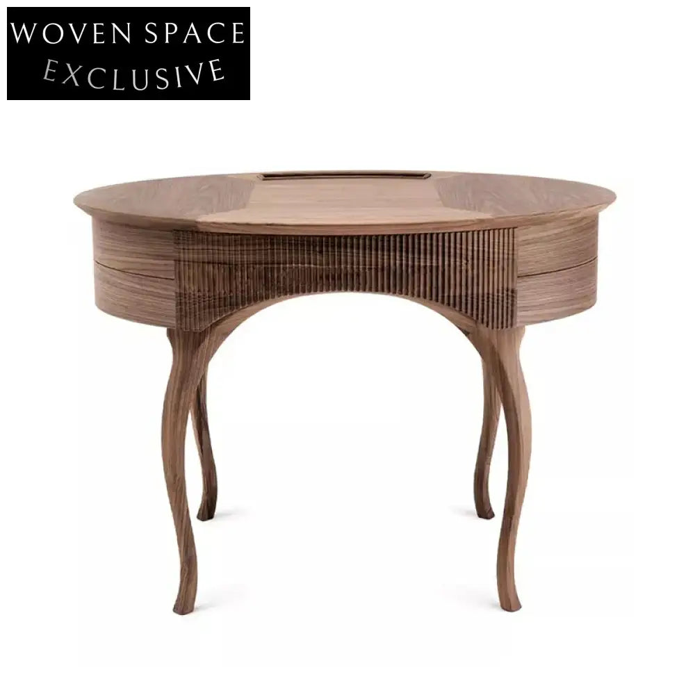 Elegant Solid Walnut Wood Bedroom Vanity with Mirror and Drawers Dresser