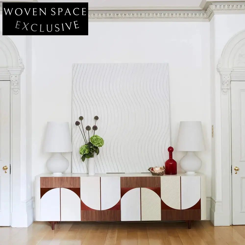 Elegant Solid Wood 4-Door Sideboard Cabinet, Modern Hallway TV Unit