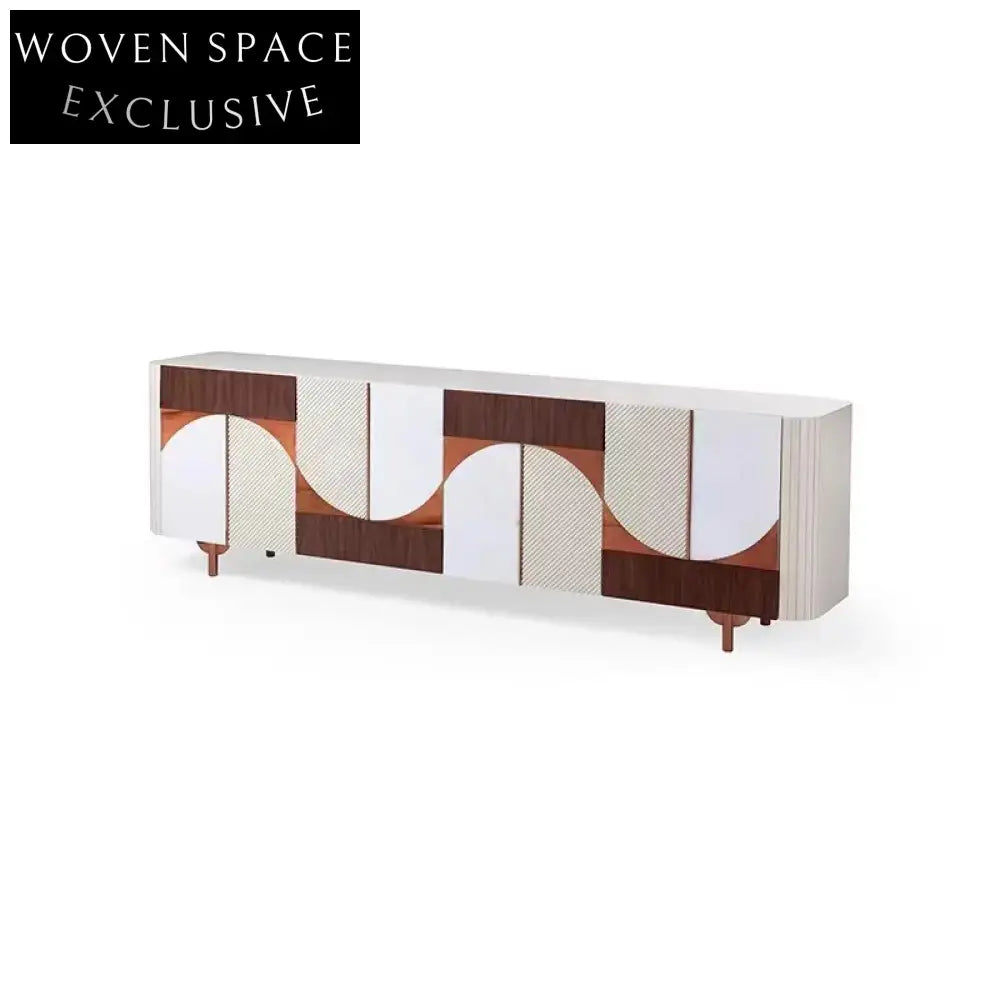 Elegant Solid Wood 4-Door Sideboard Cabinet, Modern Hallway TV Unit
