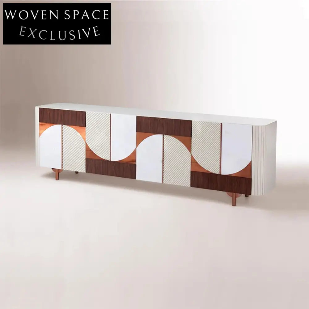 Elegant Solid Wood 4-Door Sideboard Cabinet, Modern Hallway TV Unit