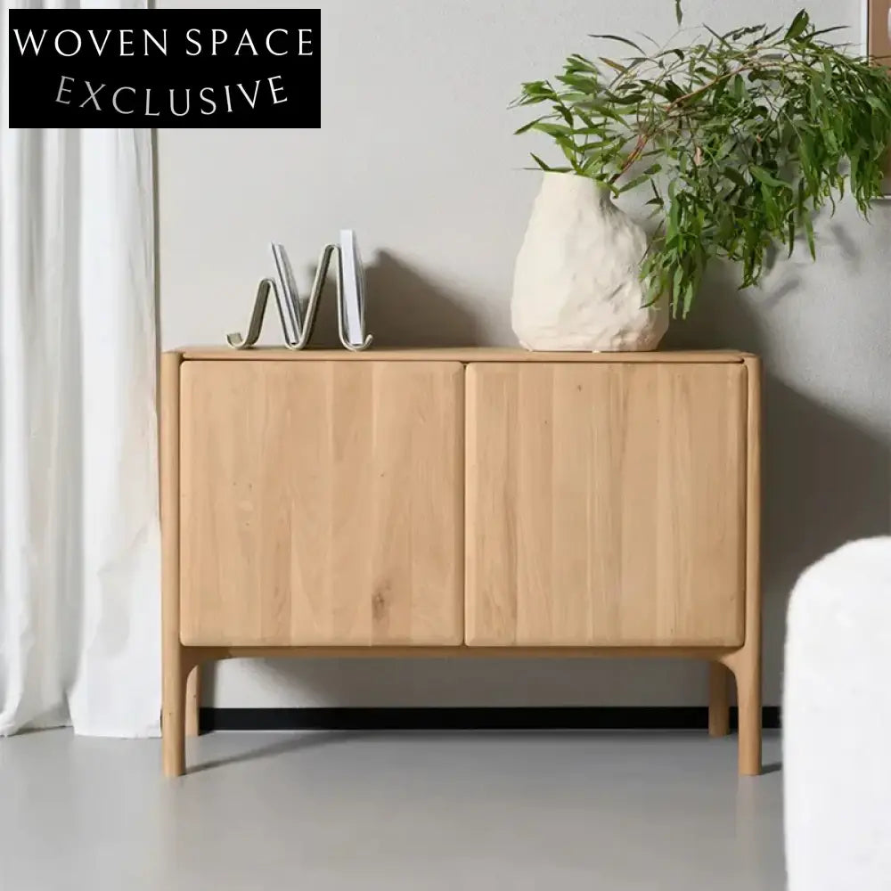 Elegant Solid Wood 4-Door Storage Cabinet for Dining Living Room Console