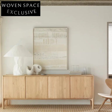 Elegant Solid Wood 4-Door Storage Cabinet for Dining Living Room Console