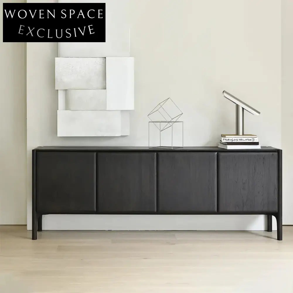 Elegant Solid Wood 4-Door Storage Cabinet for Dining Living Room Console