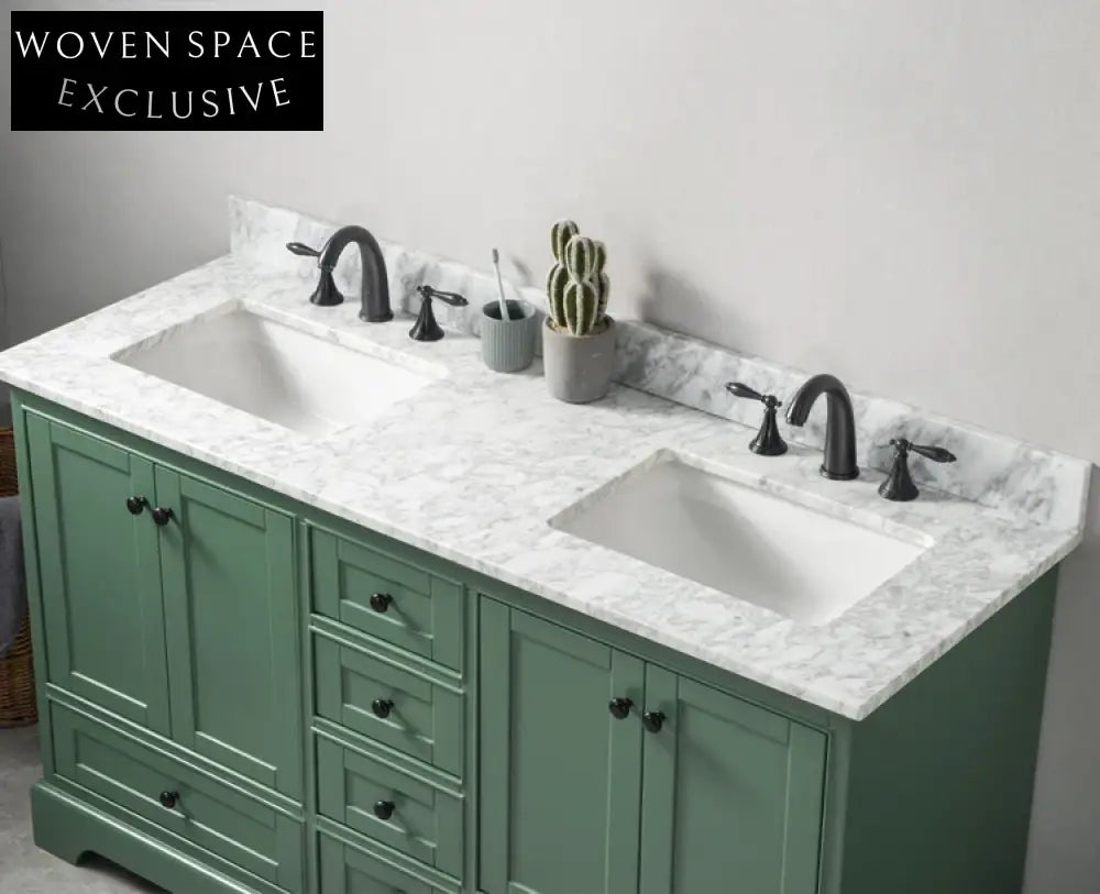 Elegant Solid Wood Bathroom Vanity Cabinet with Marble Top and Ceramic Sink
